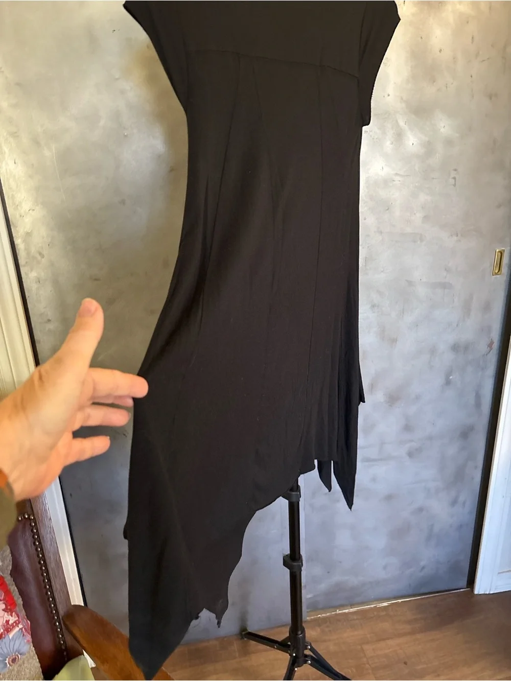 Philosophy‎ Dresses Black Asymmetrical Hem Modal Tunic Dress Minimalist
